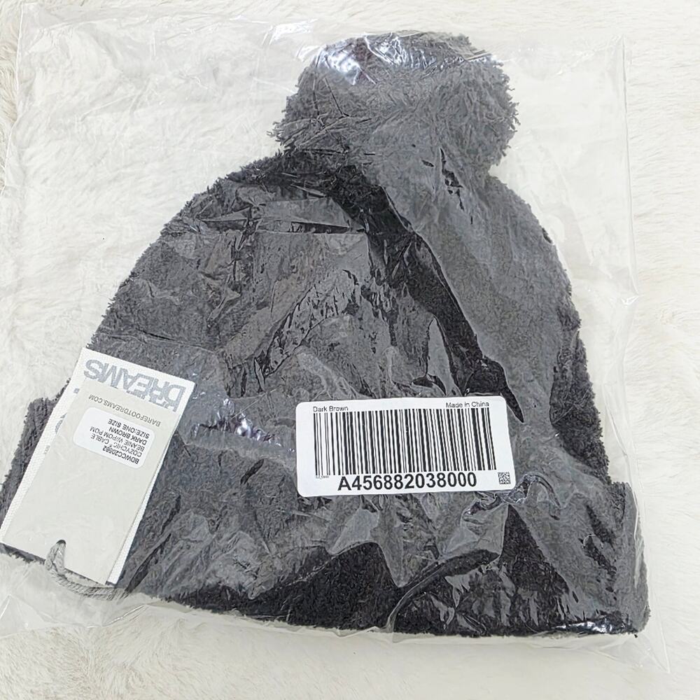 Barefoot Dreams CozyChic Cable Knit Beanie Hat Pom Pom Slouchy Brown NWT OS - Picture 10 of 12